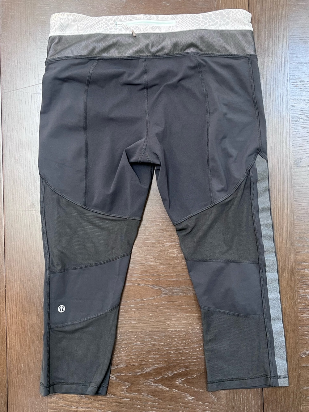 Lululemon Black and Gray Women's Cropped Mesh Leggings